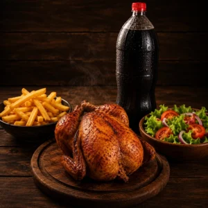 Medio Pollo con Papas Fritas y Ensalada